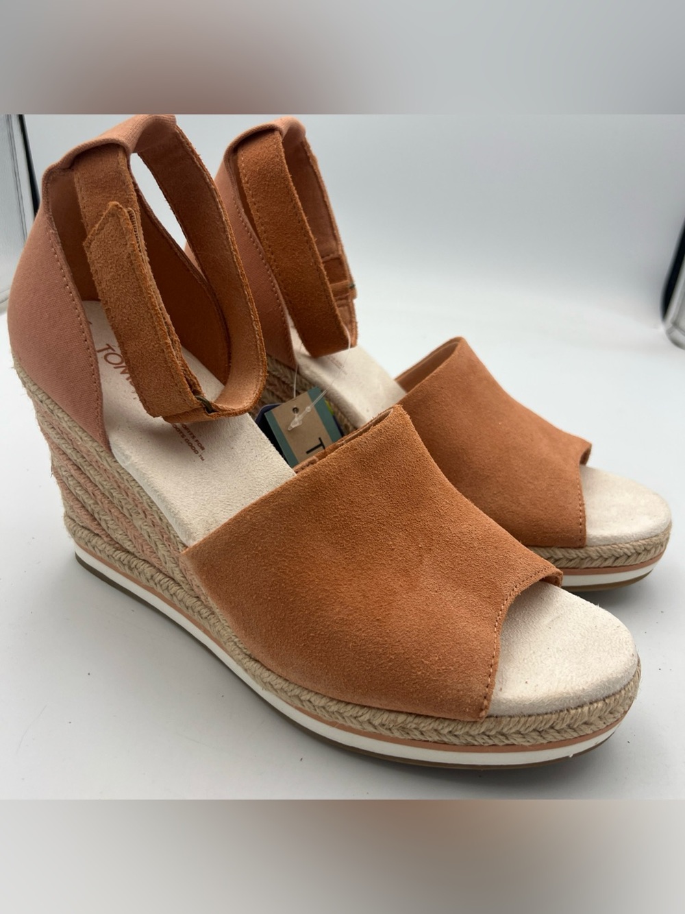 TOMS Marisol Suede/Canvas Espadrille Wedge Sandals Women’s Size 8.5 EU39 NEW